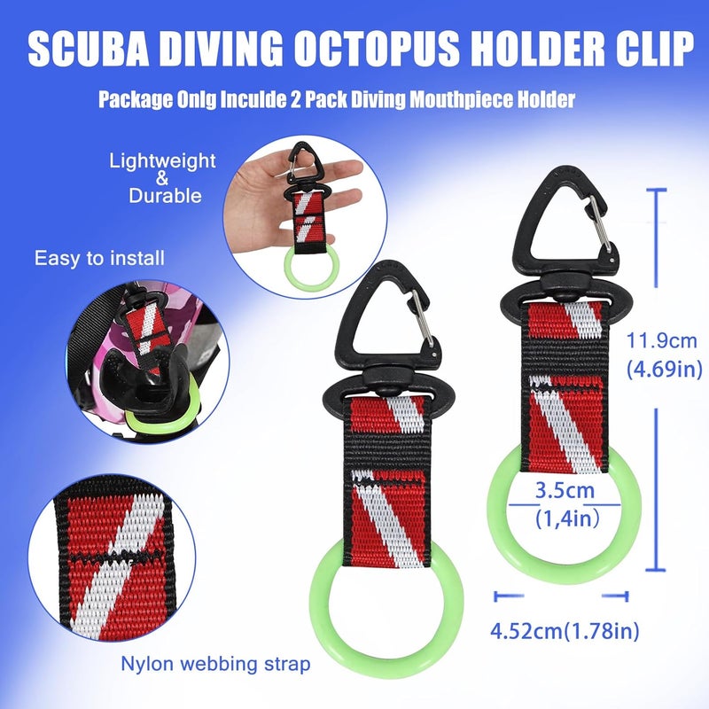 JUSTOOP Store Scuba Octopus Mouthpiece Holder,Silicone Octopus Holder for Scuba Diving 0cto Mouthpiece Keeper for 2nd Stage Regulator Octopus Retainer with Spring Clip,2 PCS,Green/Yellow - Image 4